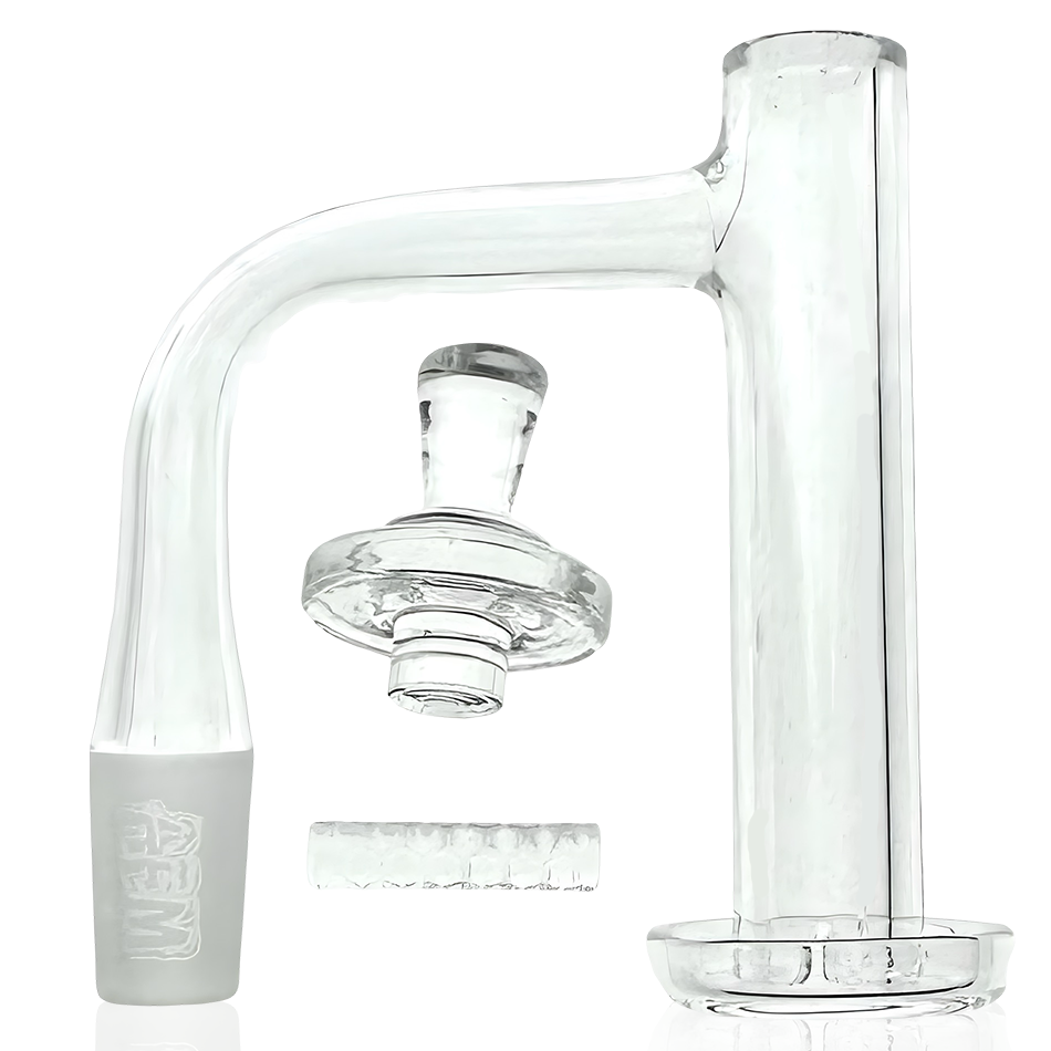 AFM Milky Way Quartz Dab Banger Set with Frosted Logo, Side View on White Background