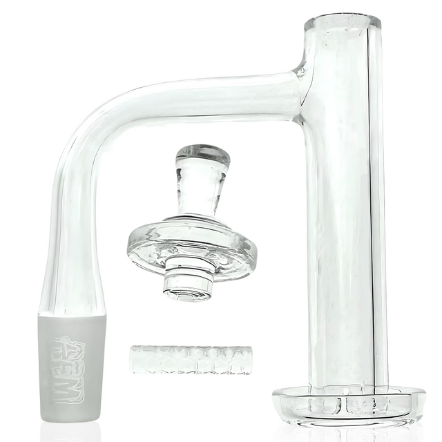 AFM Milky Way Quartz Dab Banger Set with Frosted Logo, Side View on White Background