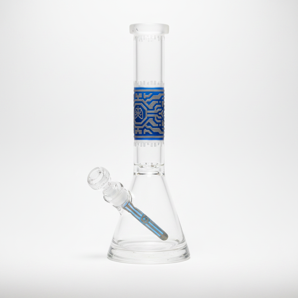 Respire 15" Silver and Blue Frit Beaker Bong