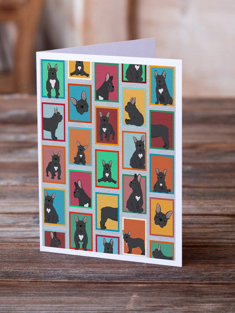 Lots of Black French Bulldog Greeting Cards Pack of 8