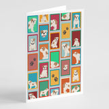 Lots of Piebald English Bulldog Greeting Cards Pack of 8