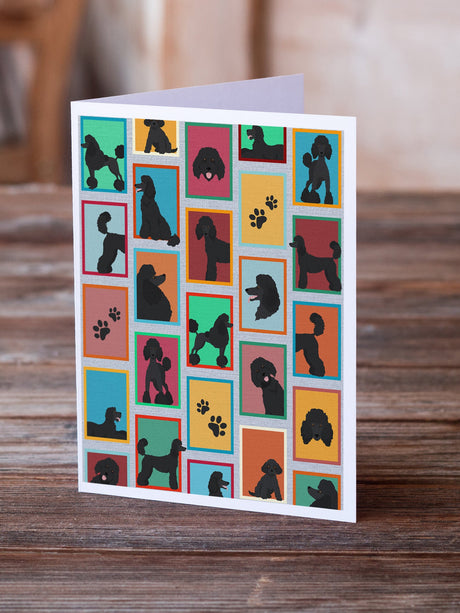 Lots of Black Standard Poodle Greeting Cards Pack of 8