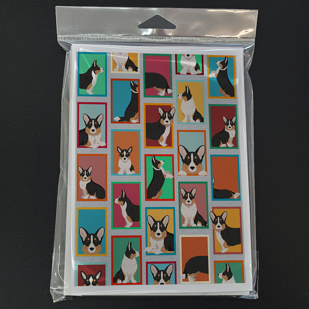 Lots of Tricolor Cardigan Corgi Greeting Cards Pack of 8