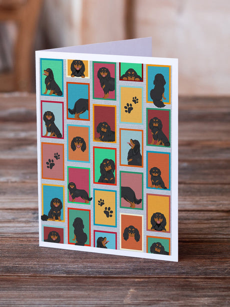 Lots of Black and Tan Cavalier King Charles Spaniel Greeting Cards Pack of 8