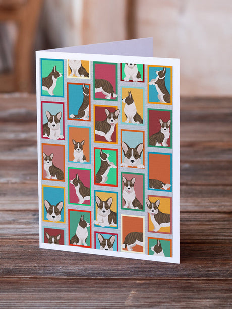 Lots of Brindle Cardigan Corgi Greeting Cards Pack of 8