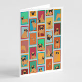 Lots of Apricot Pug Greeting Cards Pack of 8