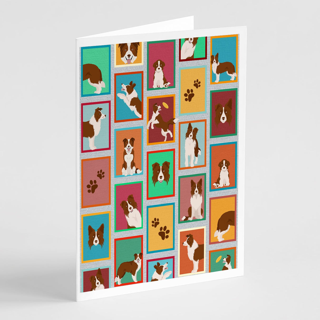 Lots of Red Border Collie Greeting Cards Pack of 8