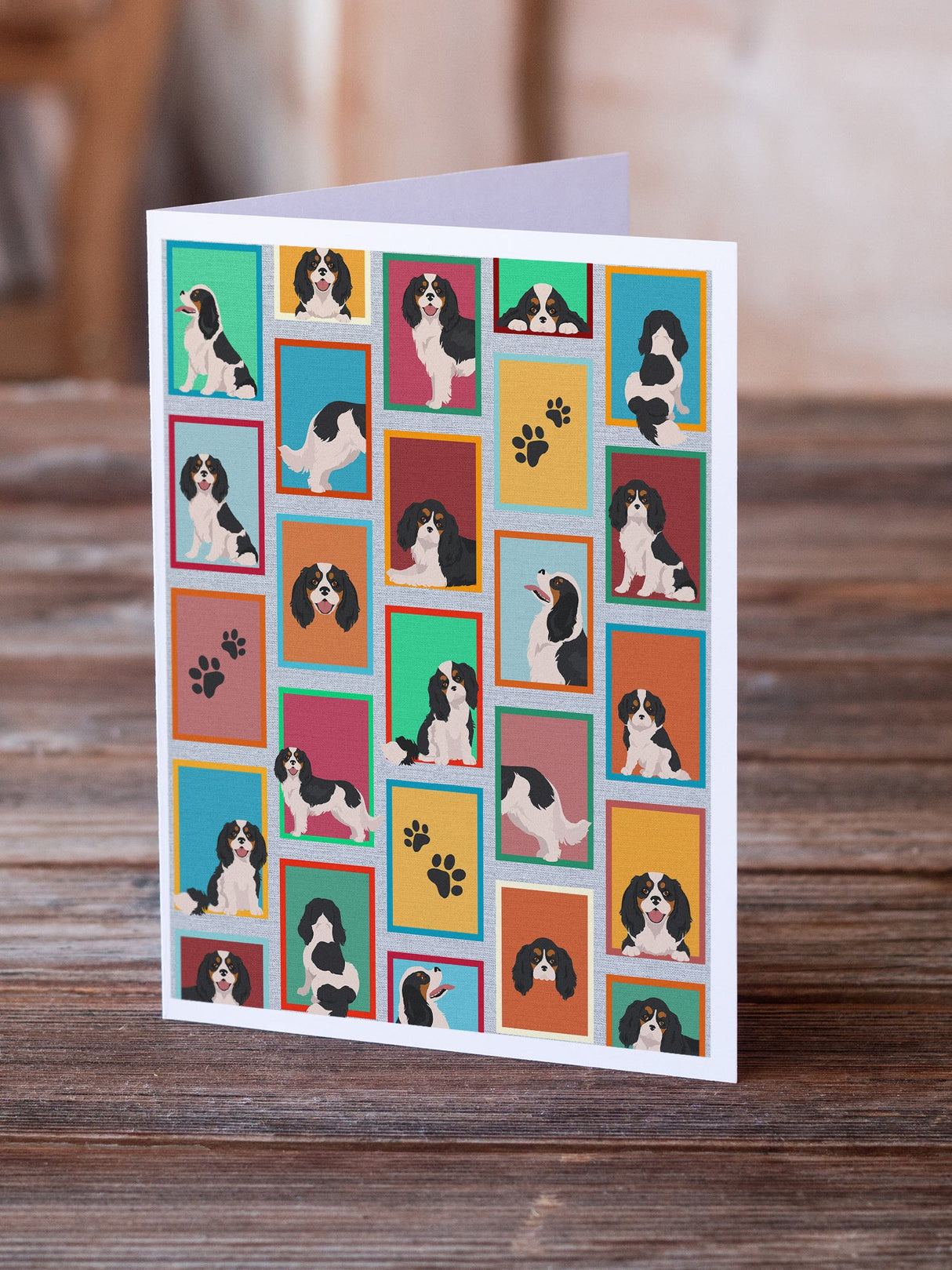 Lots of Tricolor Cavalier Spaniel Greeting Cards Pack of 8