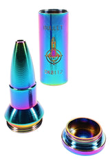Rainbow Metal Bullet Hand Pipe “Holo Round” – 5 Screens