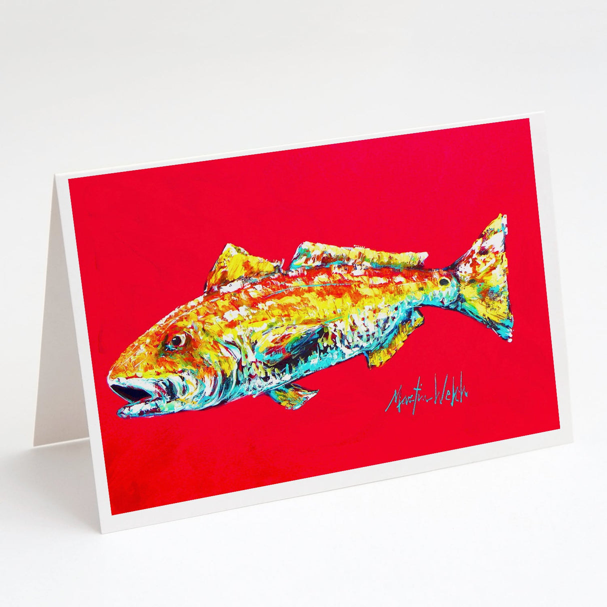 Fish - Red Fish Alphonzo Greeting Cards Pack of 8