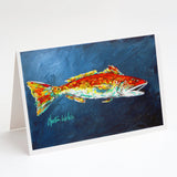 Fish - Red Fish Red for Jarett Greeting Cards Pack of 8