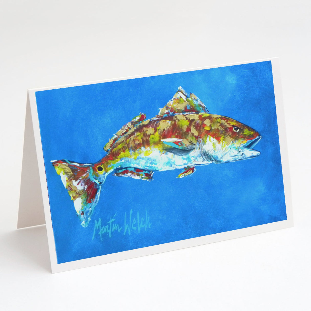 Fish - Red Fish Seafood Two Greeting Cards Pack of 8