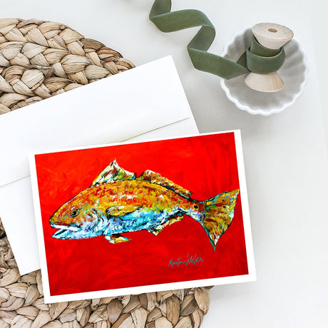 Fish - Red Fish Red Head Greeting Cards Pack of 8