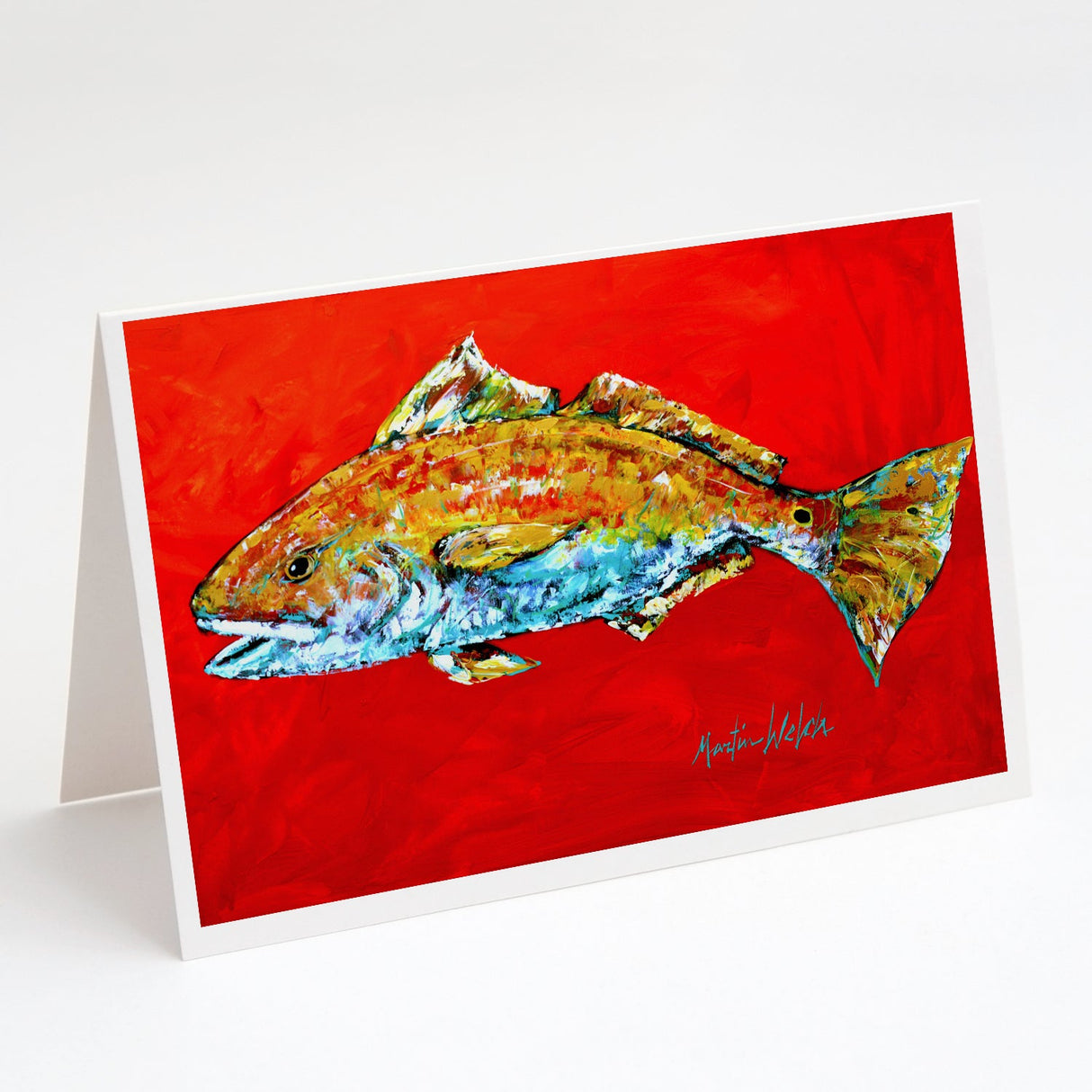 Fish - Red Fish Red Head Greeting Cards Pack of 8