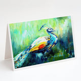 Proud Peacock Green Greeting Cards Pack of 8