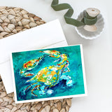 By Chance Crab in Aqua blue Greeting Cards Pack of 8