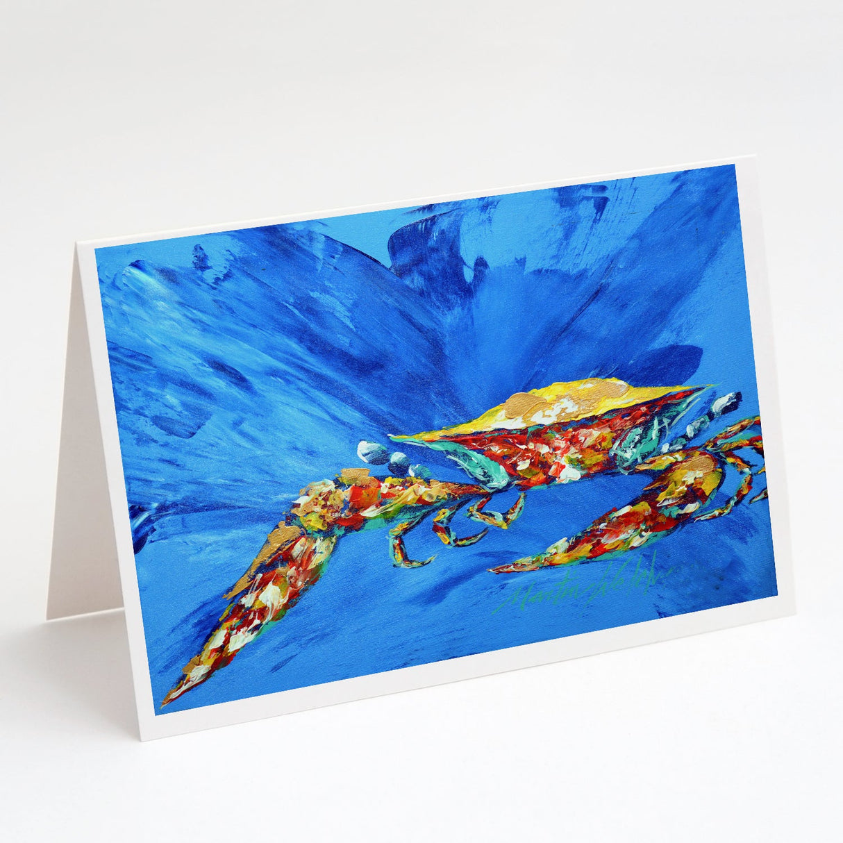 Big Spash Crab in blue Greeting Cards Pack of 8