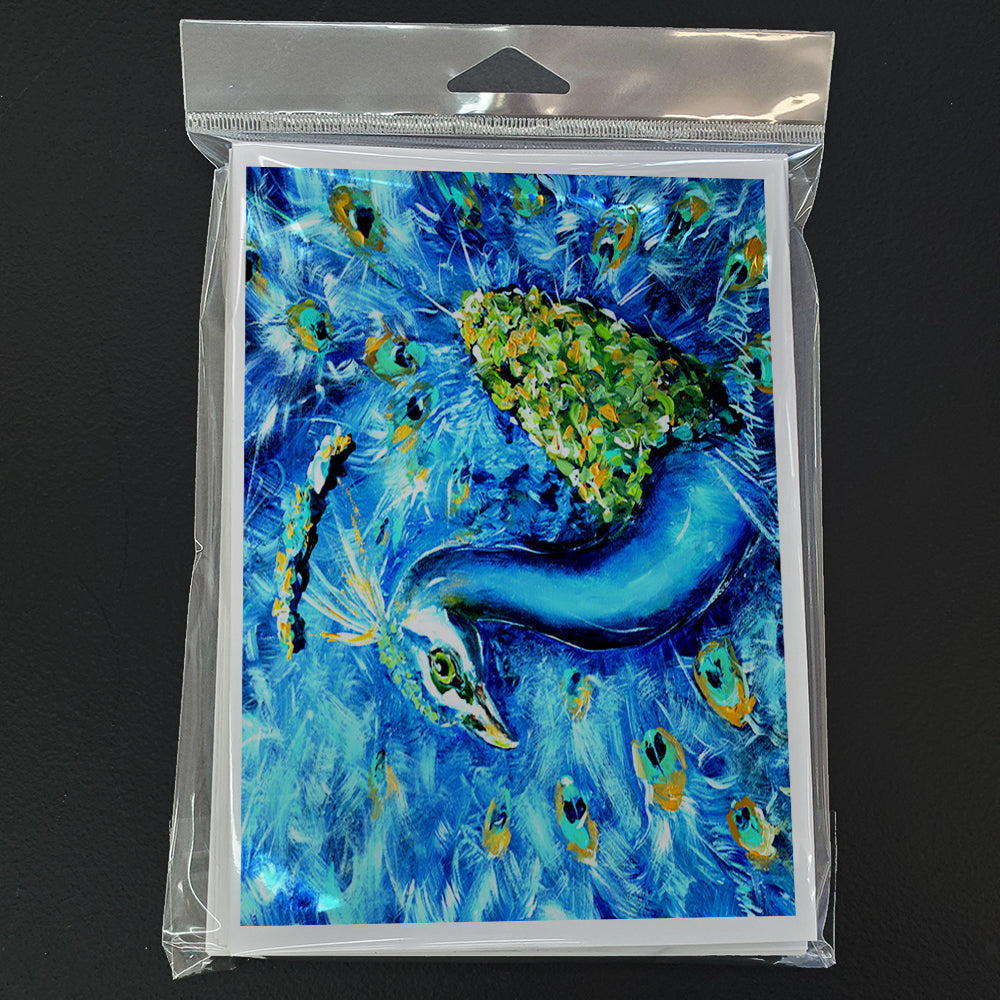 Peacock Straight Up in Blue Greeting Cards Pack of 8