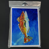 Red Fish White Spin Greeting Cards Pack of 8