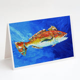 Red Fish White Spin Greeting Cards Pack of 8