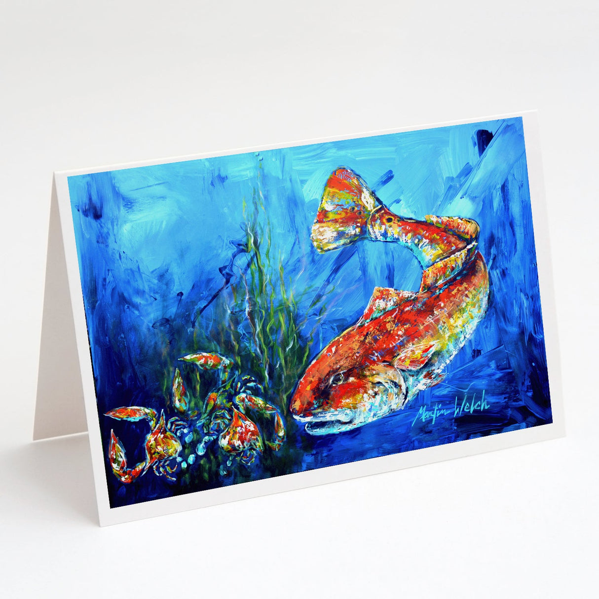 Scattered Red Fish Greeting Cards Pack of 8