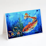 Scattered Red Fish Greeting Cards Pack of 8