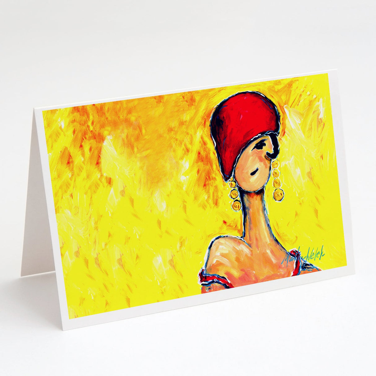 Azalines Earrings Lady Greeting Cards Pack of 8