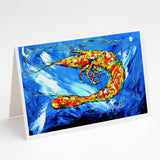 Ice Blue Shrimp Greeting Cards Pack of 8