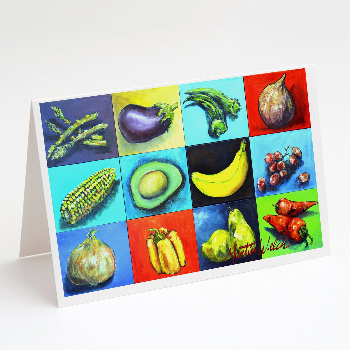 Mixed Fruits and Vegetables Greeting Cards Pack of 8