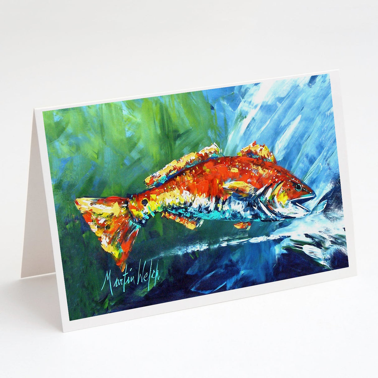 Break Through Red Fish Greeting Cards Pack of 8