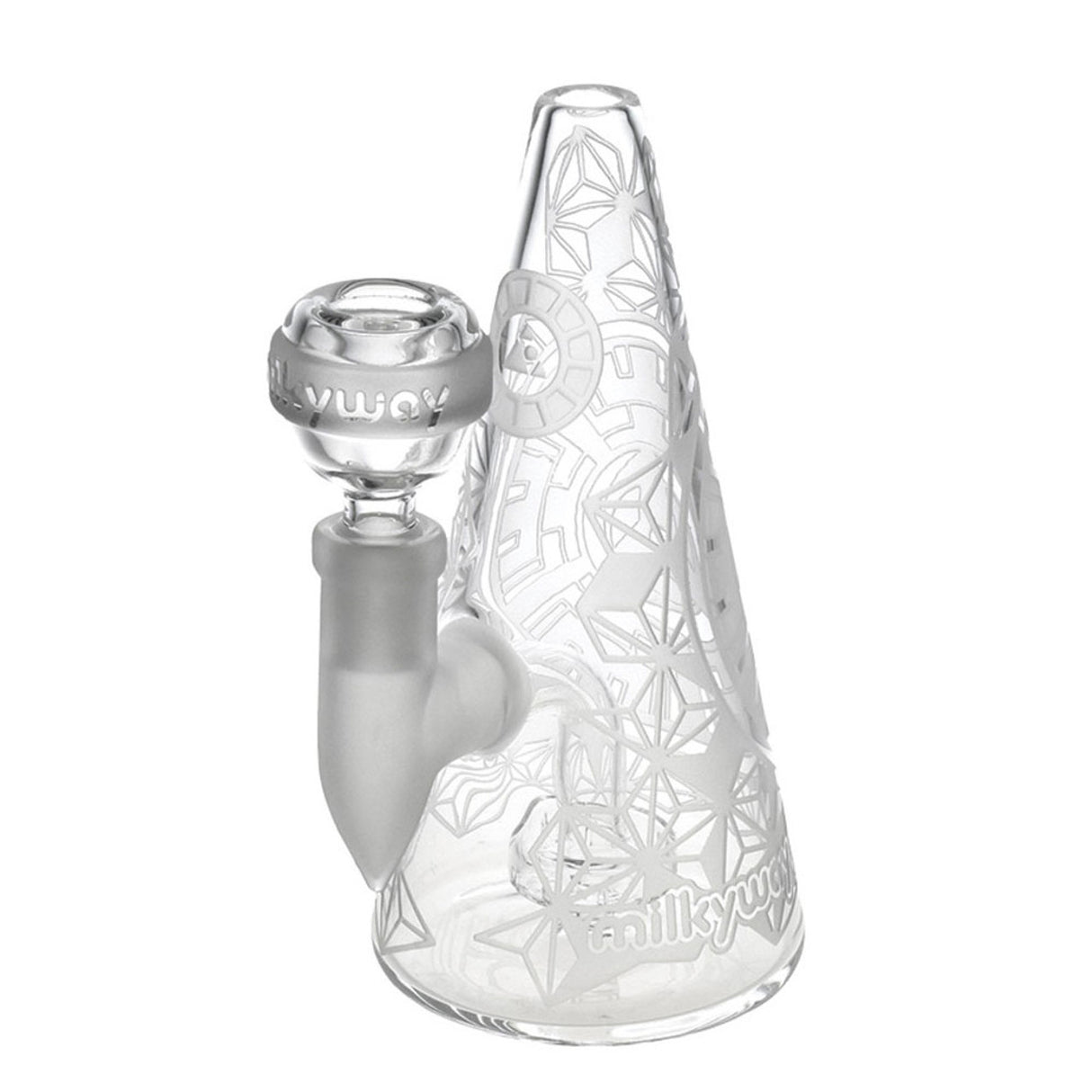 Milkyway Glass Hypnotic Water Pipe - 6"/14mm Female Joint - Etched Design Front View