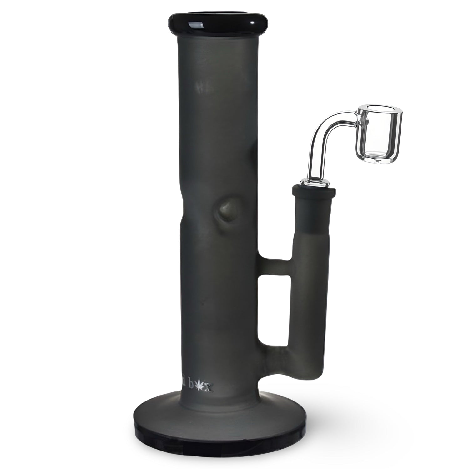 8 inch Straight Dab Rig matte gray with jade black accents