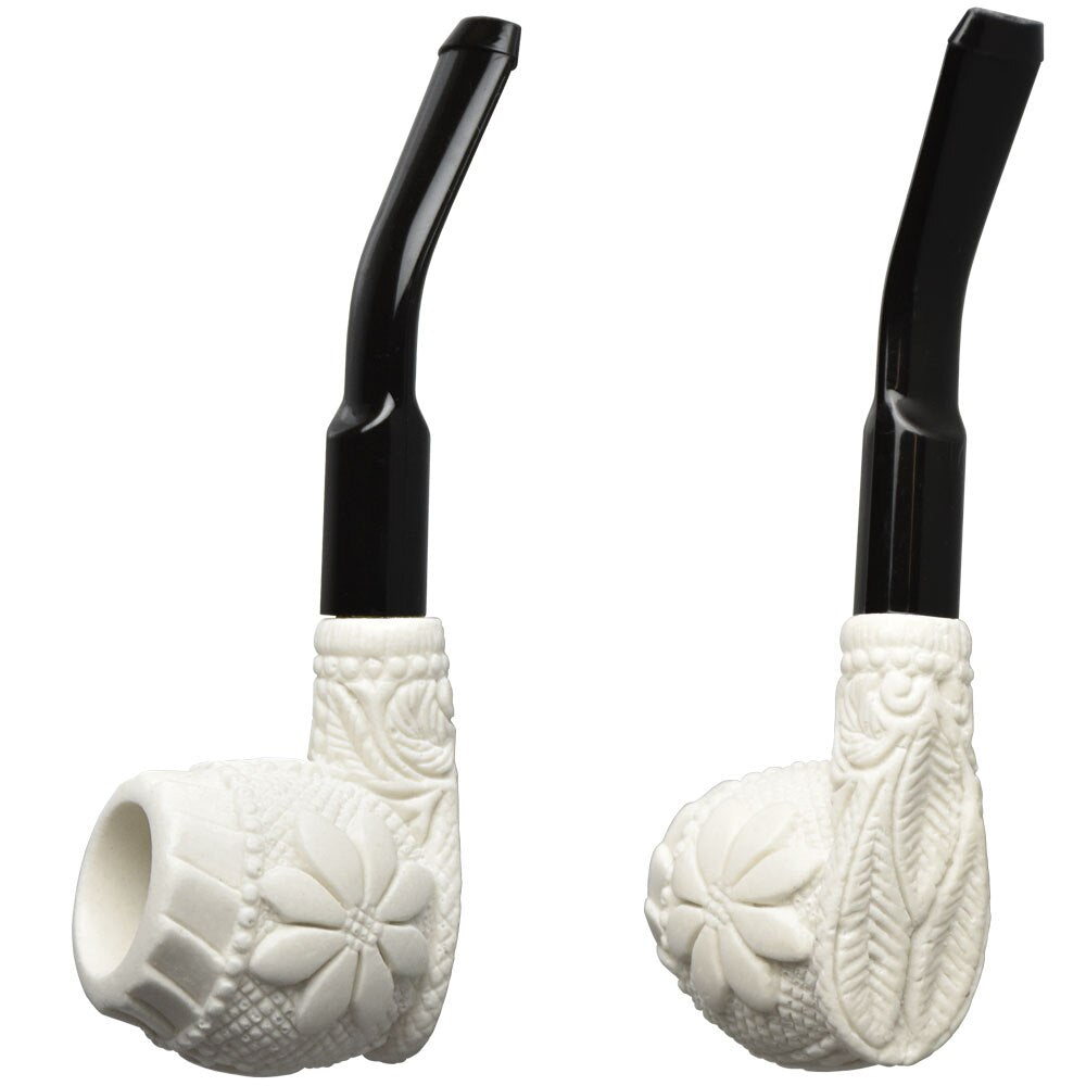 Hand-Carved Deluxe Meerschaum Pipe | Floral | 4.5"