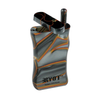 RYOT Acrylic Magnetic Dugout in Red Black, front view with poker and chillum, compact for easy travel