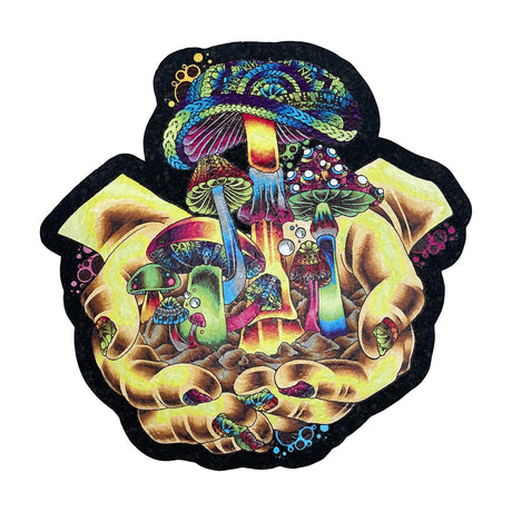East Coasters 10" Mushies of Life Dab Mat with vibrant psychedelic mushroom design, top view
