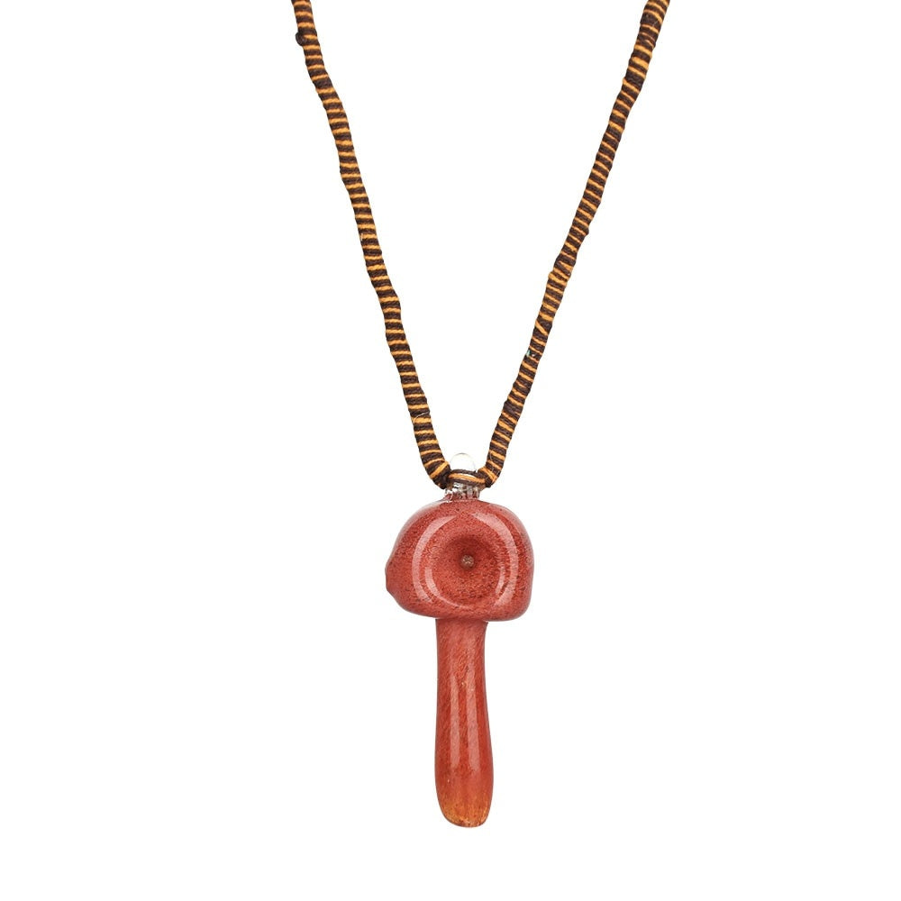 Mushroom Spoon Pipe Pendant on Hemp Necklace | 19" | Assorted Colors | 10ct Bundle