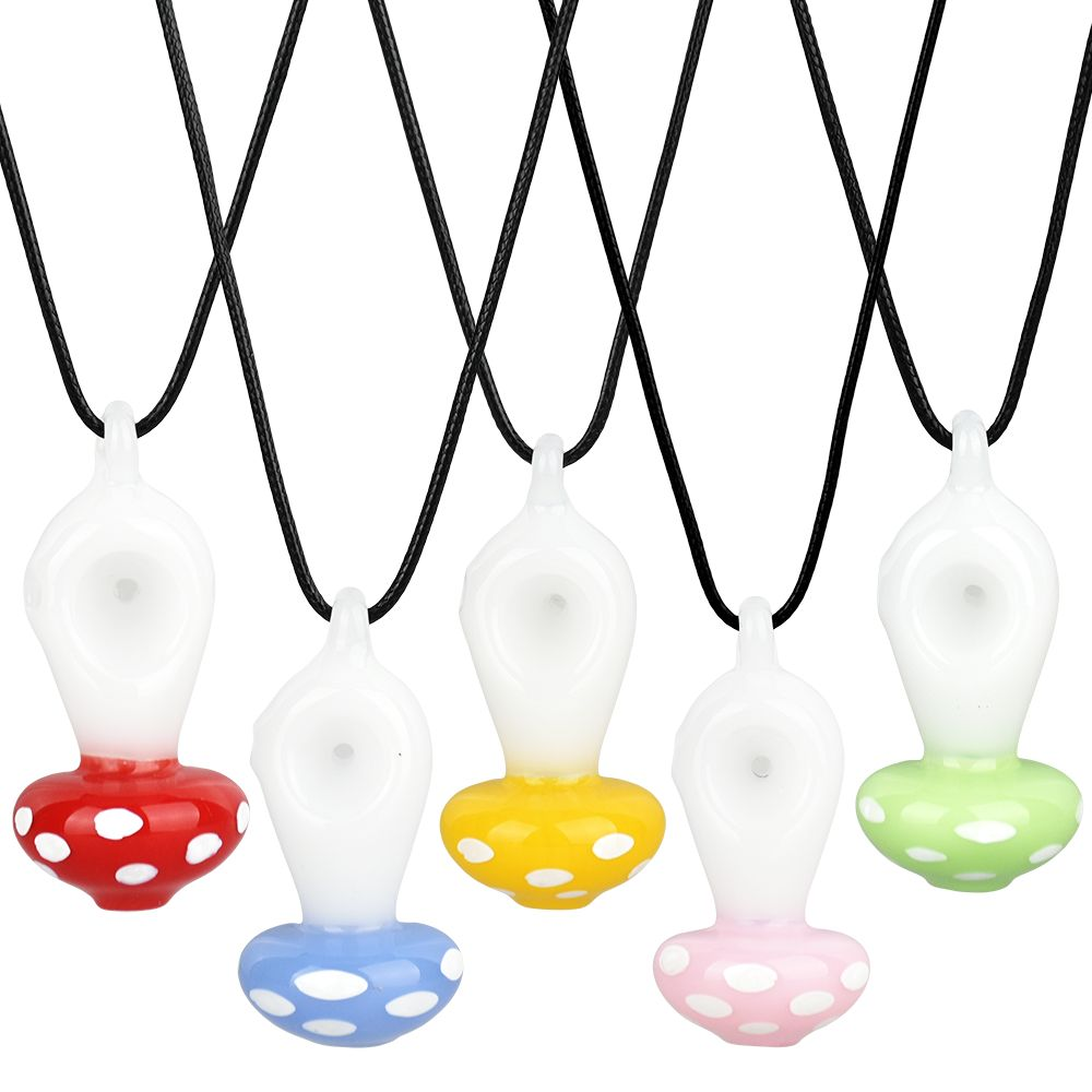 Mushroom Pipe Necklace | 2.5" | Assorted Colors | 5ct Bundle