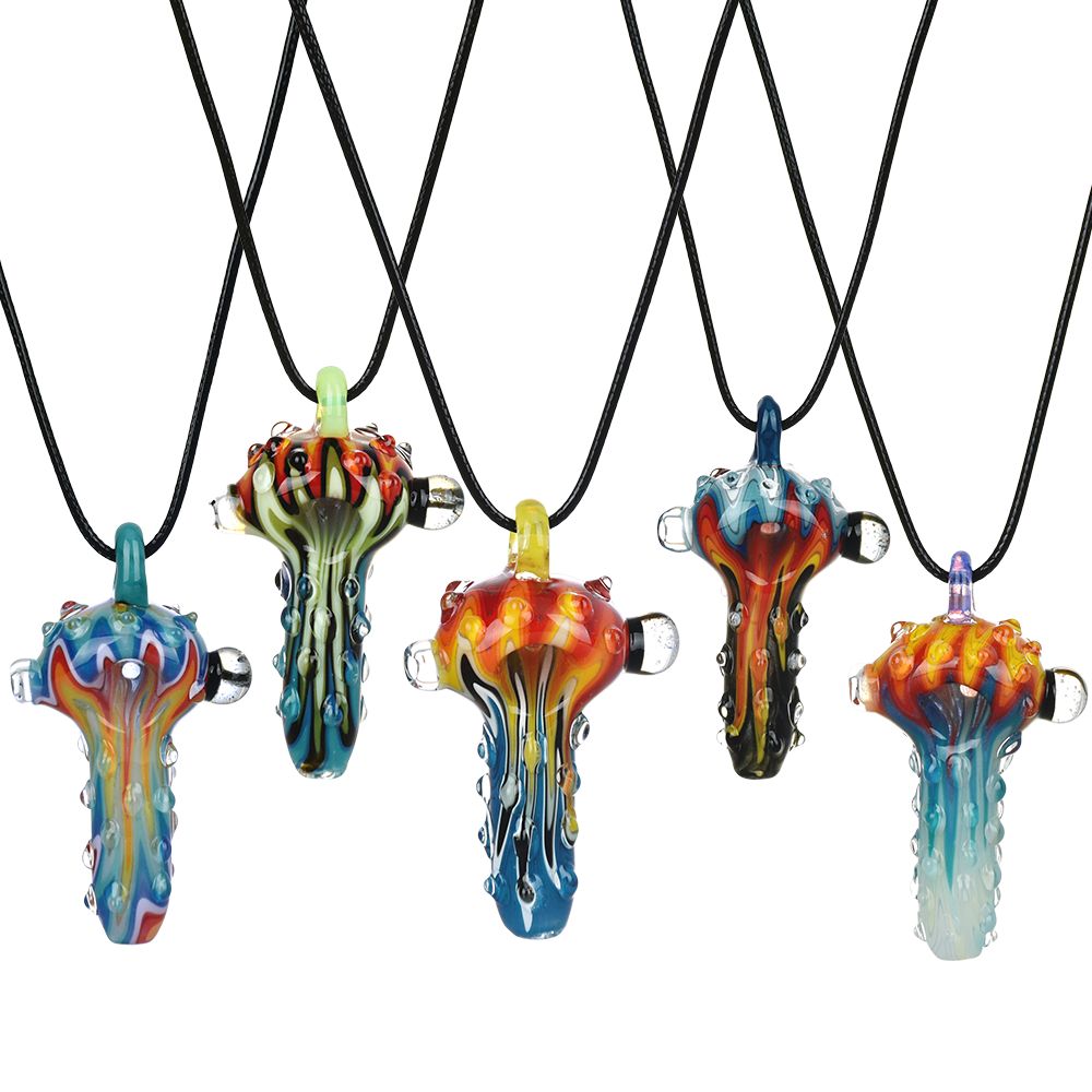 Chameleon Glass 5-Pack Spoon Pipe Pendant Necklace Bundle 2.75