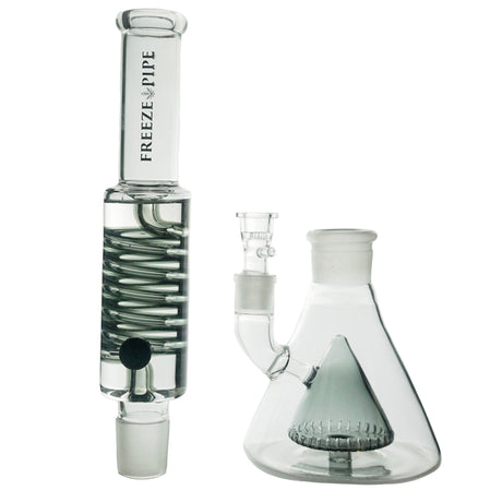 Freeze Pipe Bong XL with clear borosilicate glass, showerhead percolator, and 90-degree banger hanger design