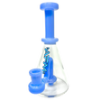 AFM 7" Drop Glass Mini Dab Rig with Showerhead Perc and Blue Accents - Front View