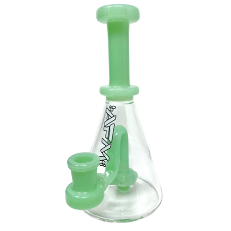 7" AFM Drop Glass Mini Dab Rig with Showerhead Perc, Front View on Seamless White