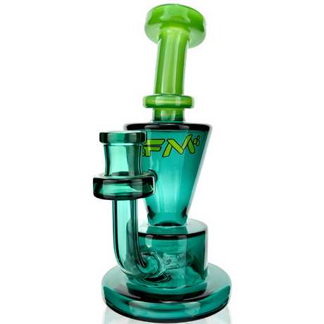 AFM 6" Double Power Glass Mini Dab Rig with Bent Neck and Color Accents