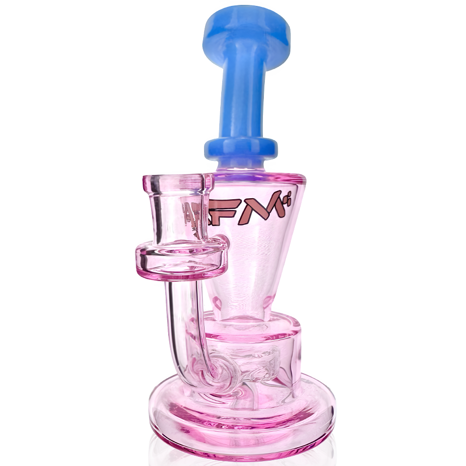 AFM 6" Double Power Mini Dab Rig with Bent Neck and Color Accents - Front View