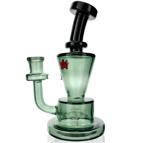 AFM 6" Double Power Glass Mini Dab Rig with Bent Neck and Color Accents - Front View