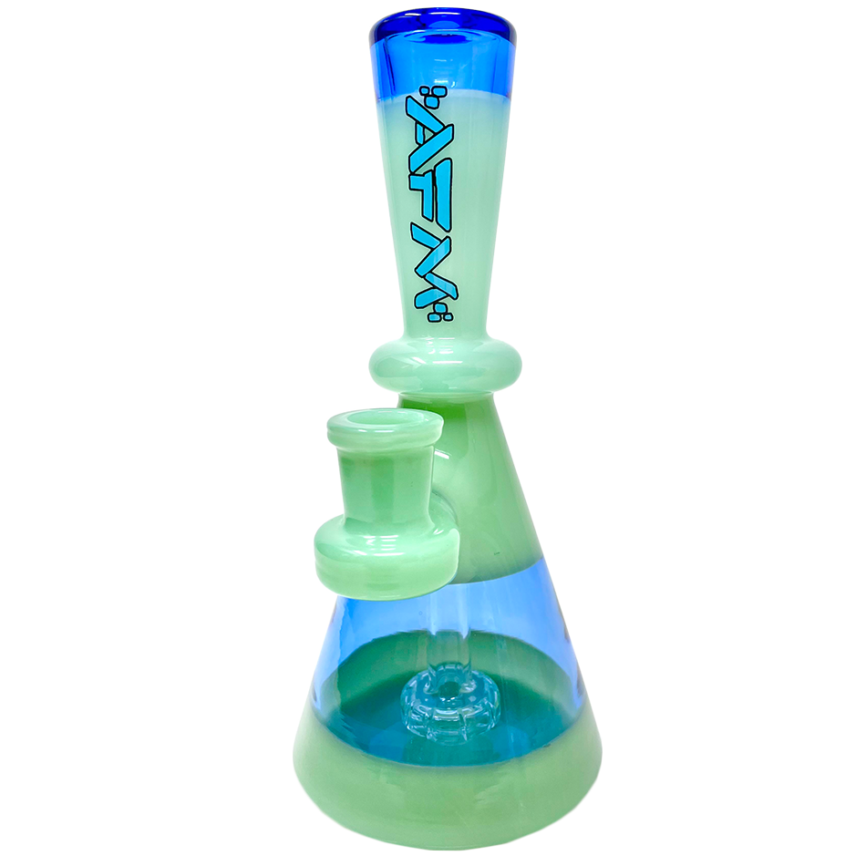 AFM 7.5" Double Double Glass Mini Dab Rig with Showerhead Perc and Colored Accents