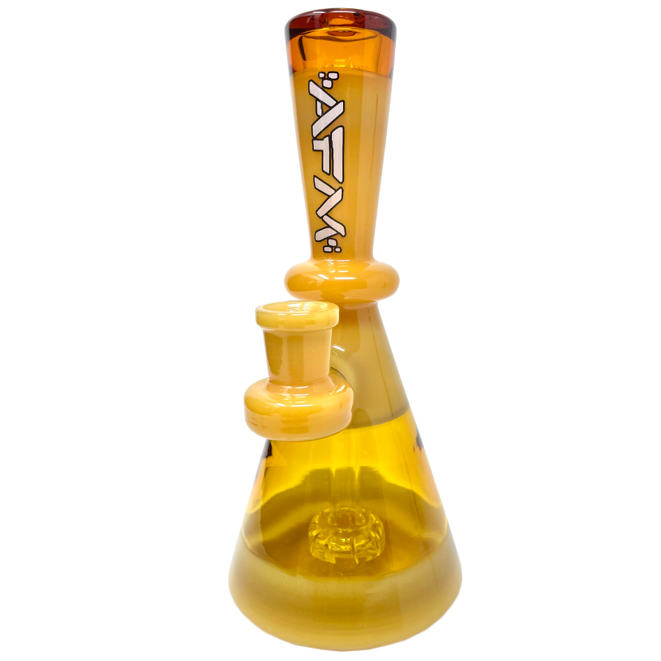 AFM 7.5" Double Double Glass Mini Dab Rig with Showerhead Perc in Amber - Front View