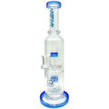 AFM Glass 12" Commander Double UFO Perc Rig in Ink Blue with Bent Neck and Showerhead Perc