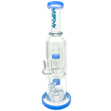 12" AFM Glass Commander Dab Rig with Double UFO Percs, Bent Neck, and Jade Blue Accents