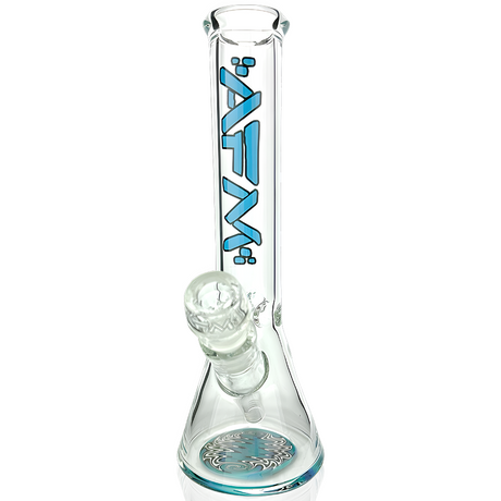 10" AFM Glass Rasta Mini Beaker Bong with Ink Blue Logo and 14mm Female Joint