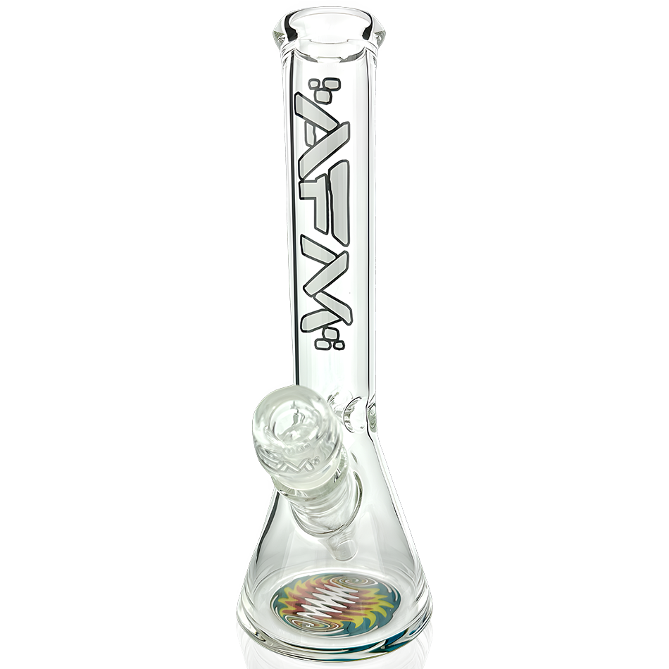 10" AFM Glass Rasta Clear Mini Beaker Bong with 14mm Female Joint and Rasta Colored Bowl